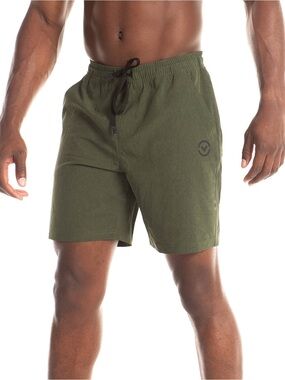 Virus Men's Olive Swim Trunks with Black Drawstring